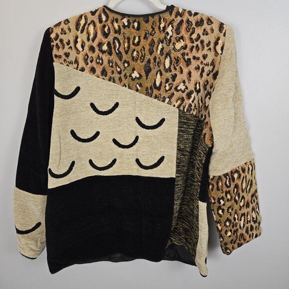 Indigo Moon Patchwork Mixed Print Animal Paisley Button Closure Size M ARTSY - Picture 6 of 8